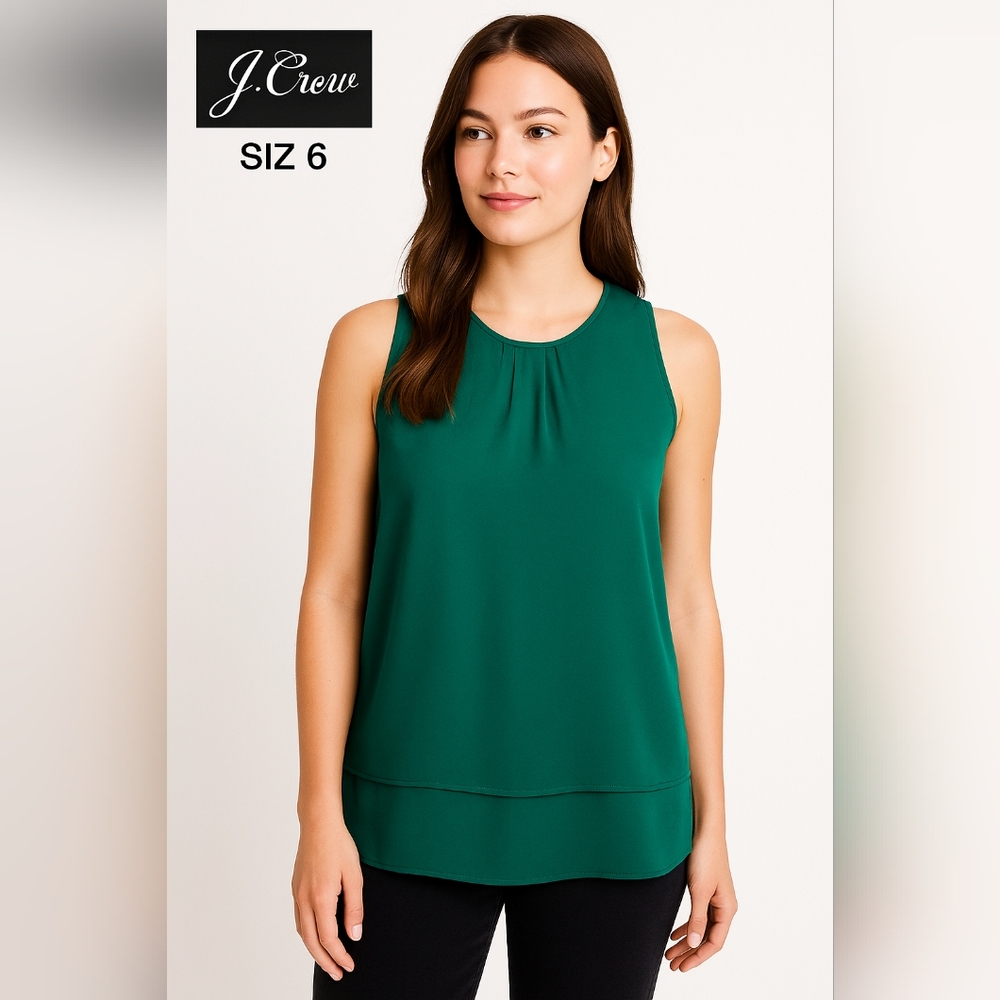 J.Crew Women's  Green Polyester Sleeveless Blouse Size 6